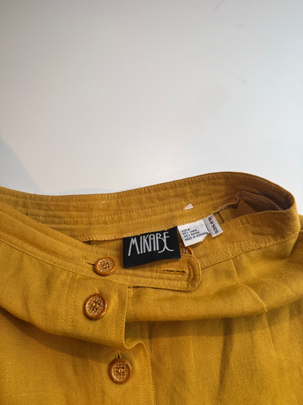 Linen blend Mustard Button-Front Maxi Skirt - Picture 4 of 9